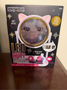 love•ellie LED Kitty Mirror - Pink & Gold Accents